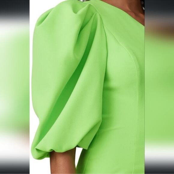 NWT Black Halo Cooper Sheath Dress Neon Lime Green Bright Plus Size 14 Cocktail - Picture 4 of 16